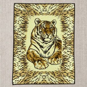 Vtg Ibena Crouching Tiger Reversible Animal Print Dolan Blanket Made In Greece